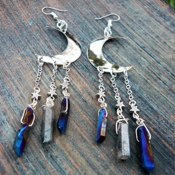 Moon Silver Crystal Earrings Atlantis - Picture 4 of 5